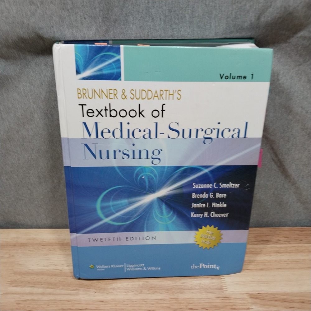 Medical-Surgical Nursing Textbook 12th Ed Vol 1 Hardcover Blue Lippincott